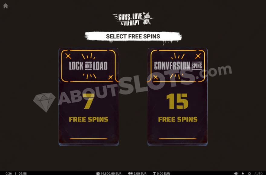 The two bonus game options are being shown. 