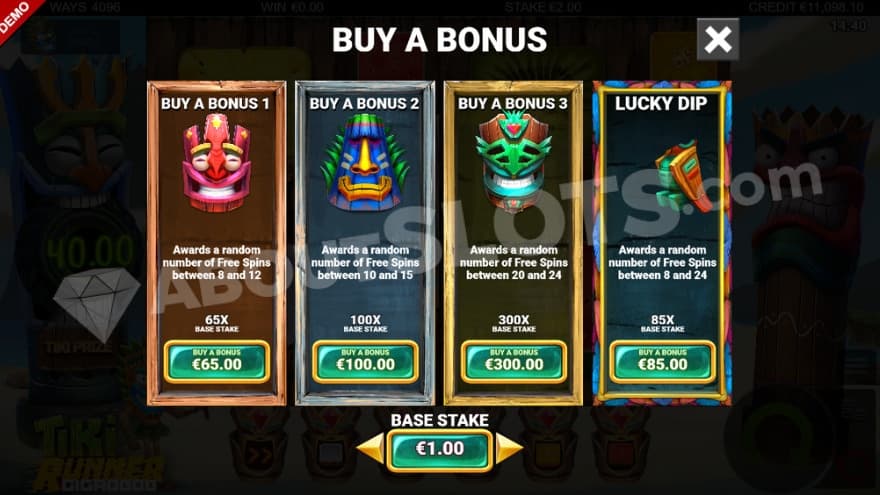 Feature Buy with four options to choose from.