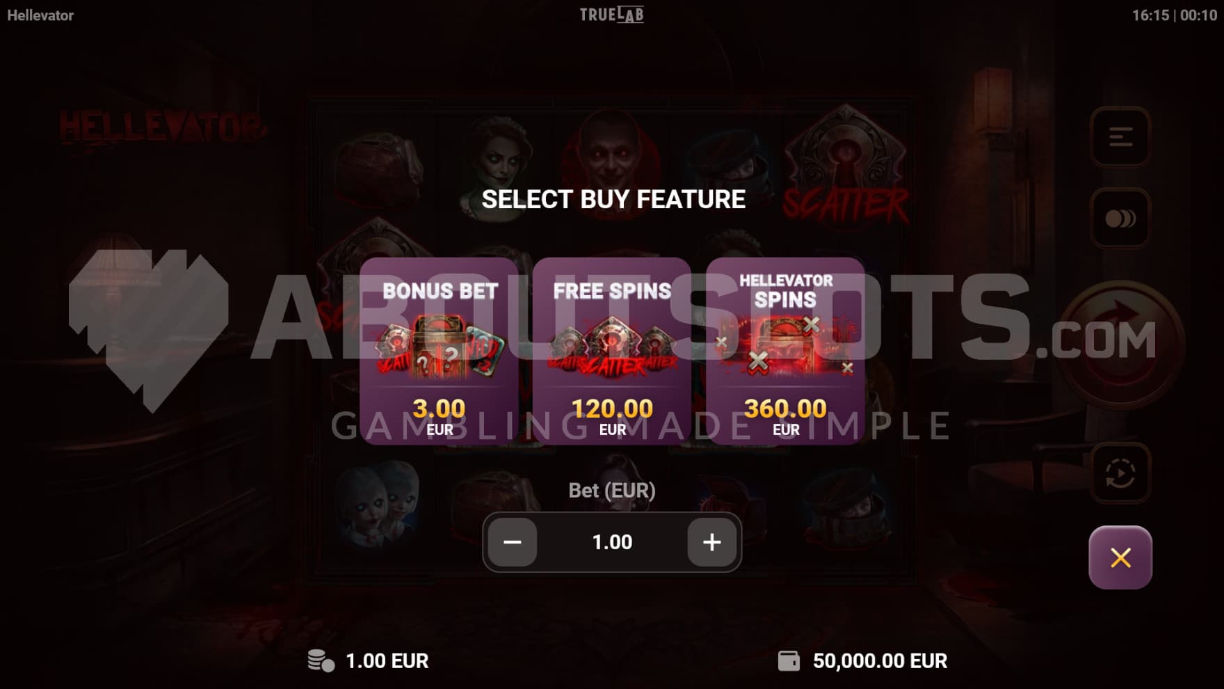 2 Feature Buy and 1 Ante Bet option lets you customise your slot experience