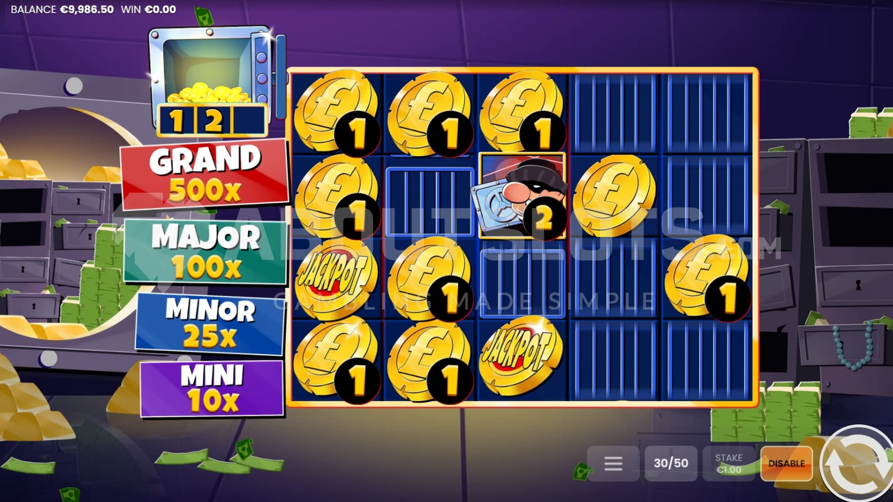 Jackpot Symbols on reel 1 and 3