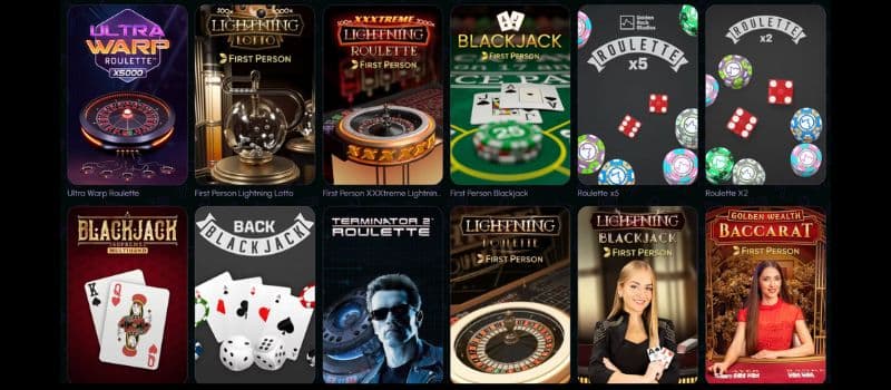 A selection of table games that NovaJackpot offers.