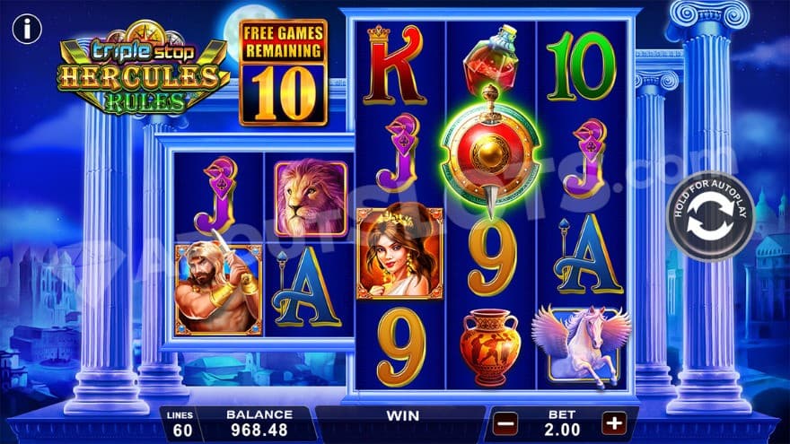 A screenshot from the free spins feature