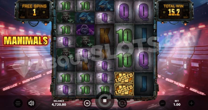 Free Spins bonus game with one remaining spin to perform.