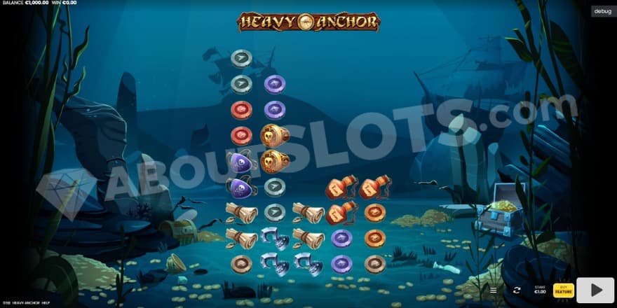 An image of the base game view, located in a bay full of treasure