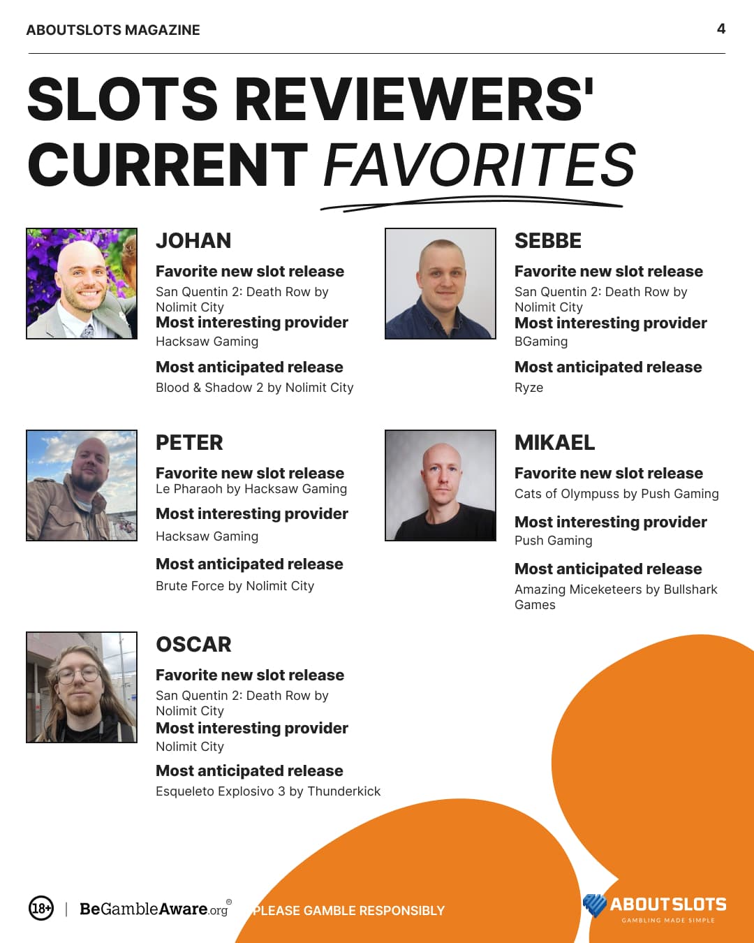 Slot reviewers current favorites are being presented.