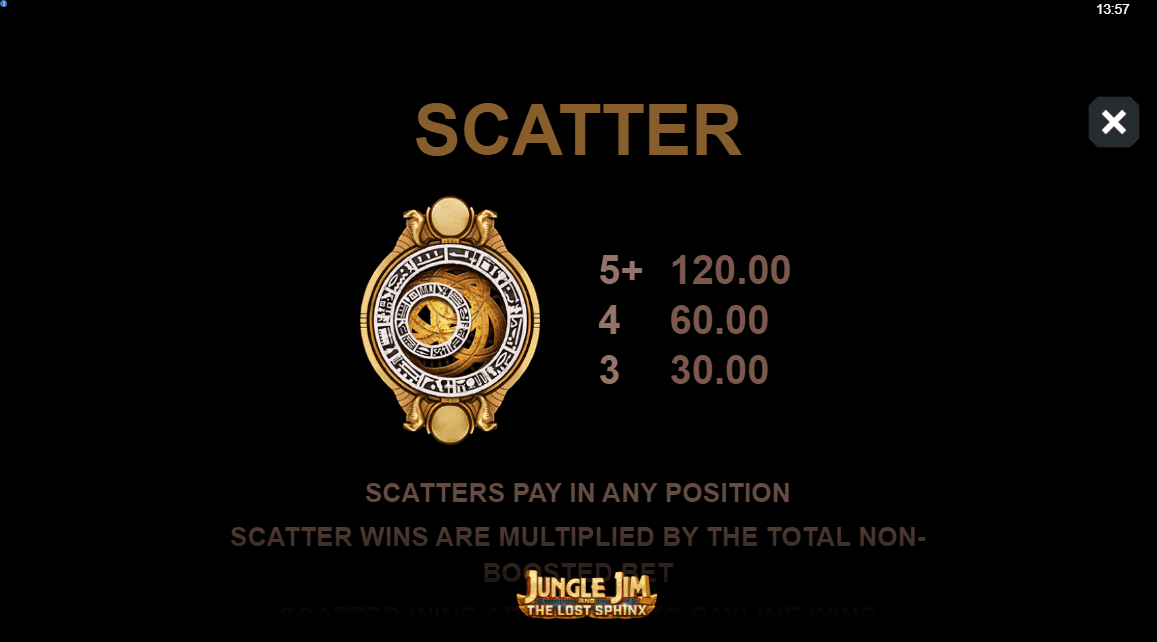 Jungle Jim and the Lost Sphinx slot paytable