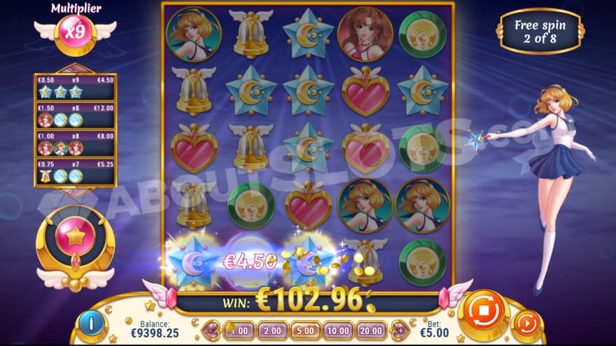 Bonus game with a 9X win multiplier.