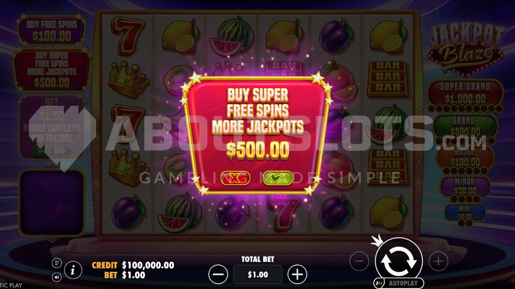Super Free Spins 500X the bet