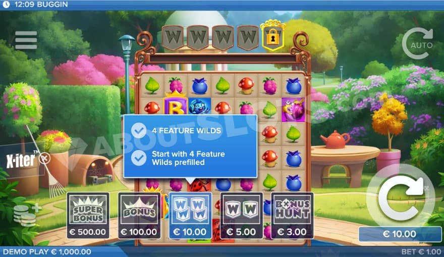 X-iter bonus buy with five options to choose from.