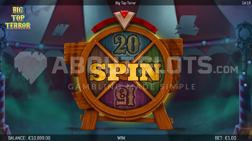 Free Spins Wheel being present on the screen.