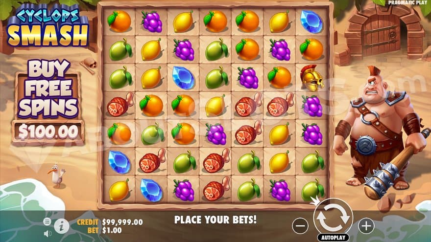 A beach with a 7x7 casino slot grid. 