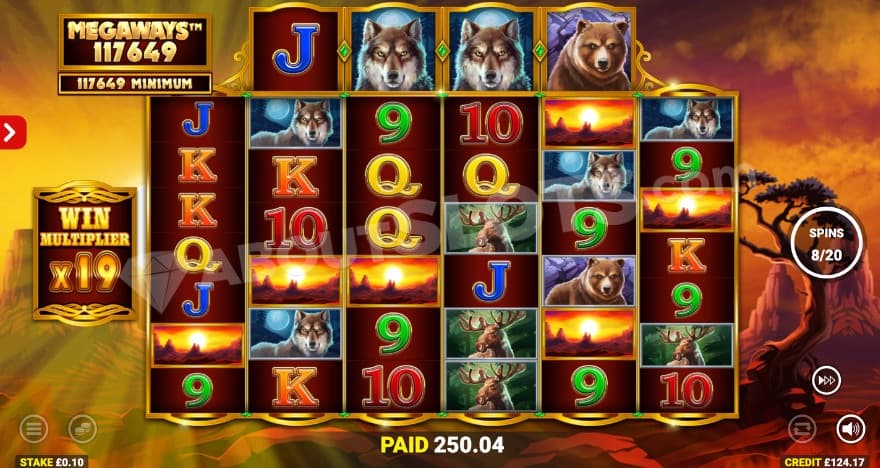 Free Spins bonus game with mystery symbols on the reels.