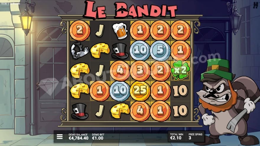 All that glitters is gold bonus game with bronze, silver and gold coins on the reels.