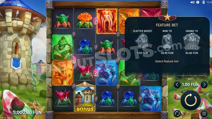 Bonus buy feature with three options to choose from.