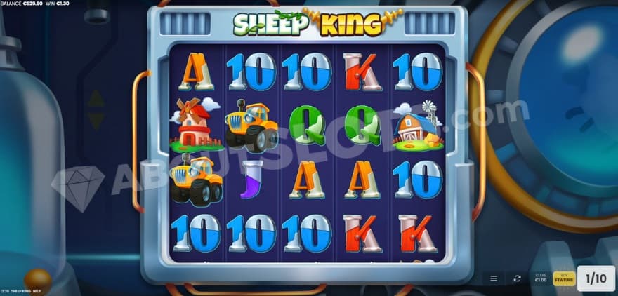 Bonus game with 10 free spins left.