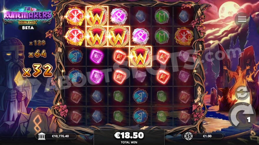 Free Spins bonus game where you can see wizards to the right.