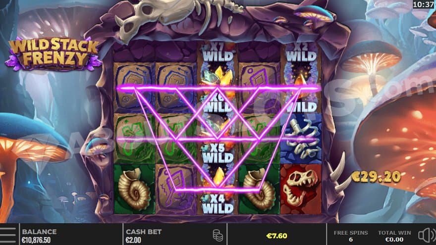 A win with Wild multiplier symbols on reels 3 and 5 in the Free Spins.