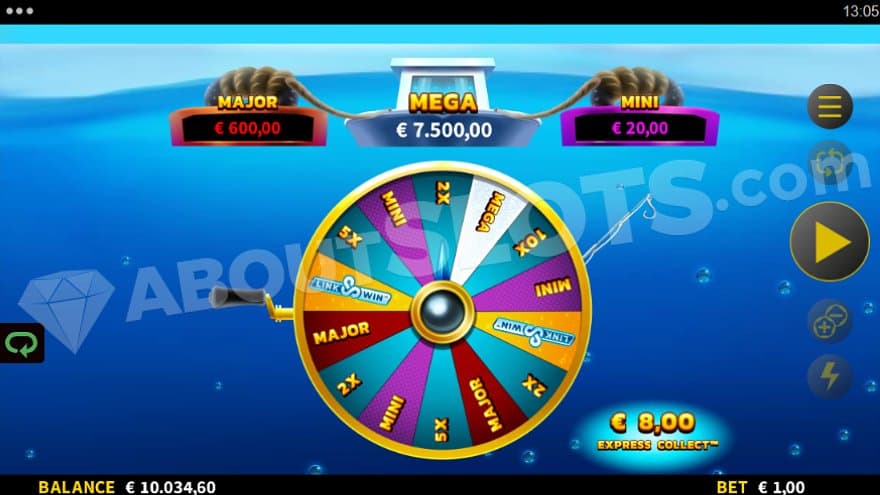A fortune wheel with cash prizes and the Link&Win feature.