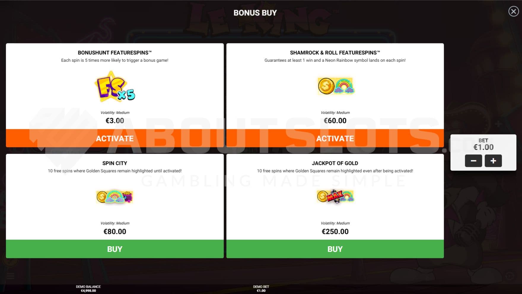 4 options Bonus Buy