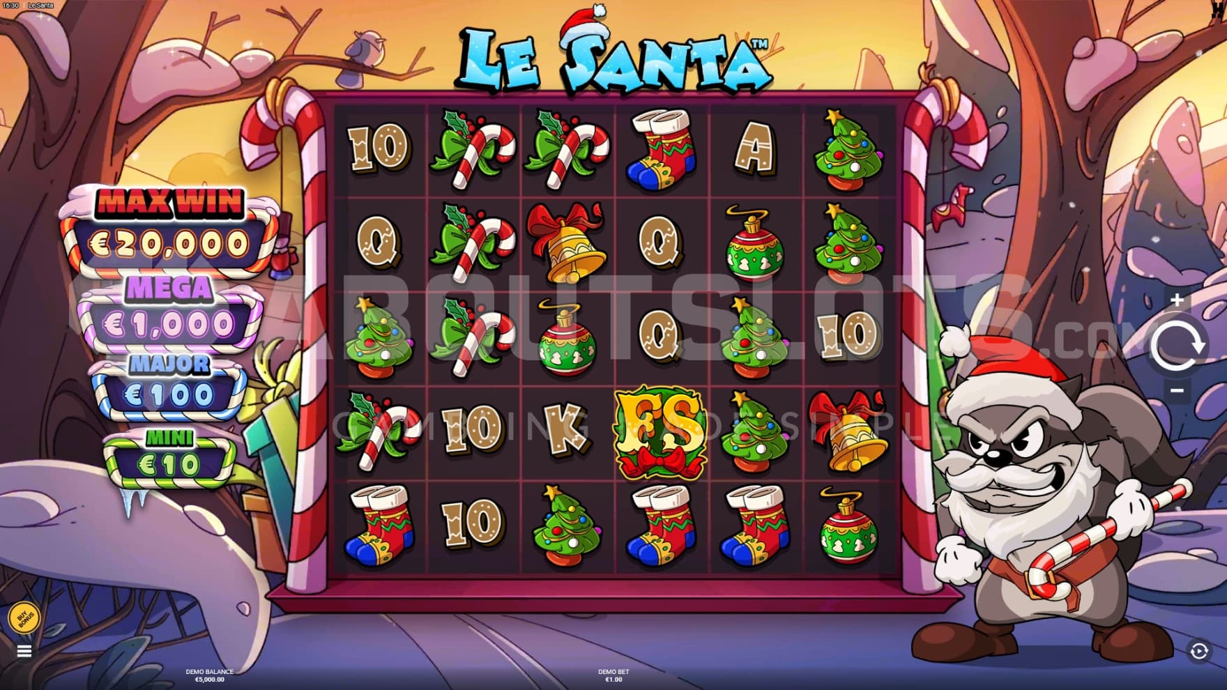 Smokey dons a santa outfit in Le Santa and stands next to the reels