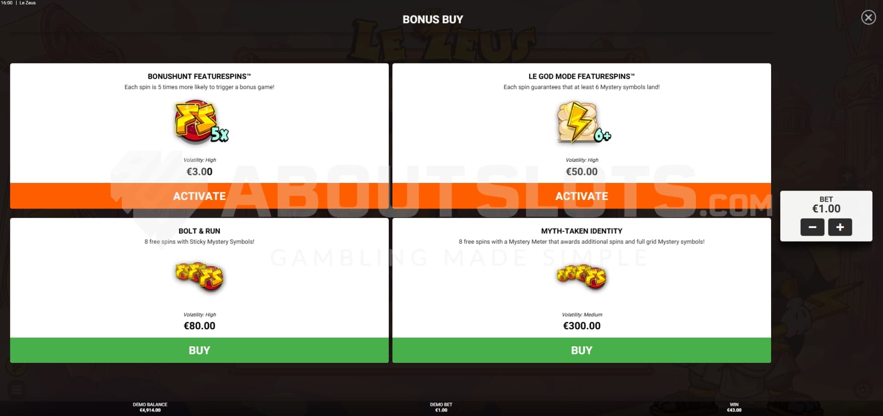 4 Bonus Buy options