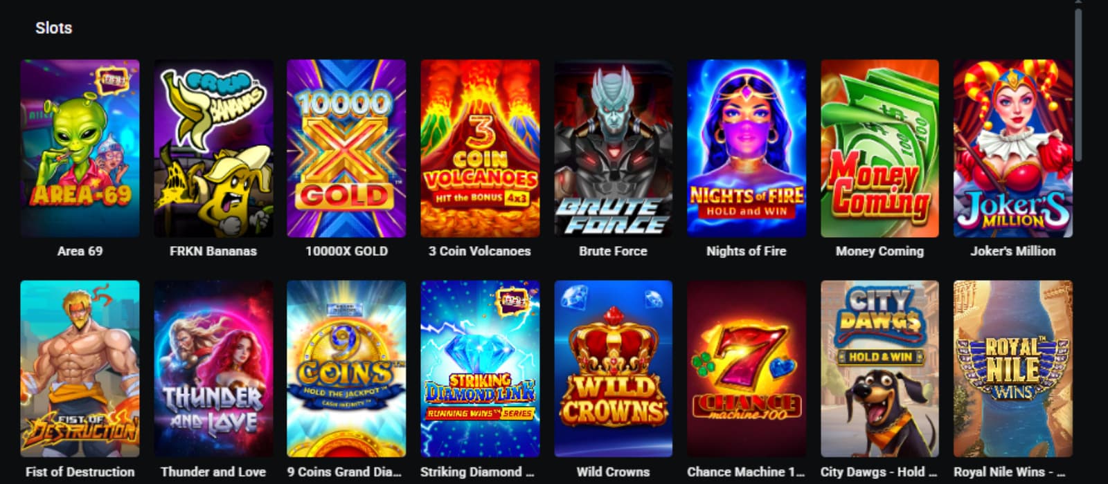 Leon Bet Casino's game page features different slot games.