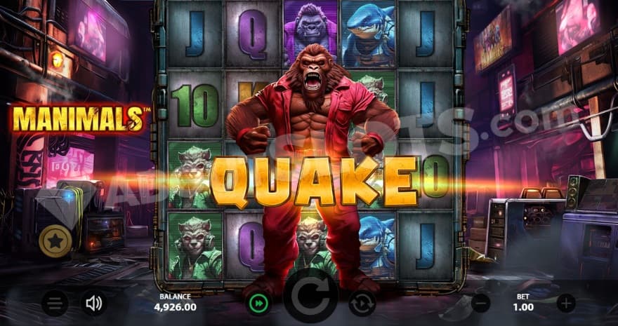 Quake Modifier feature showing a ripped gorilla.