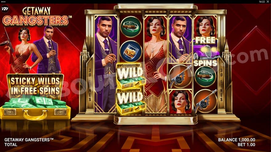 A casino slot with weapons and a gangster couple.