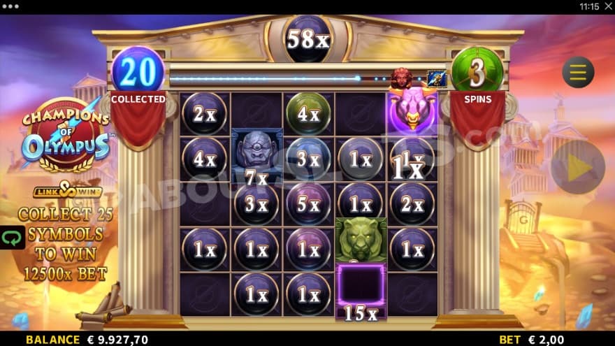 Link&Win bonus game with 20 collected Link&Win symbols.