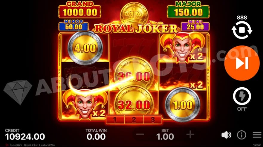 Bonus Symbols and Jokers on reels 1 and 3 in the Bonus Game.