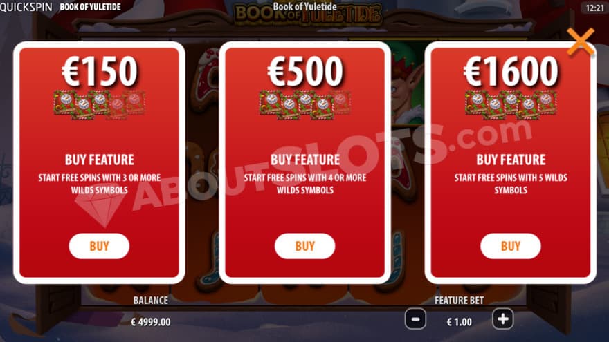 Bonus buy feature with three options to choose from.