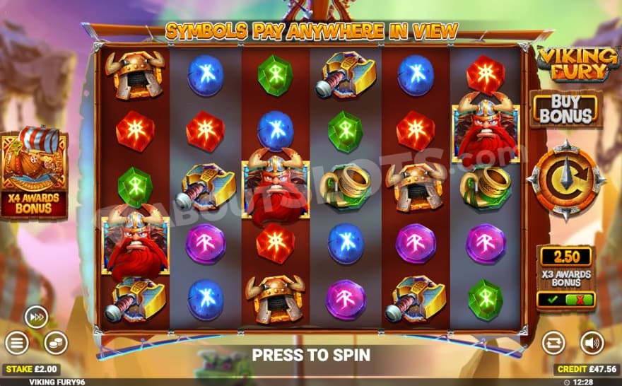 Base game with bonus buy and extra bet options to the right.