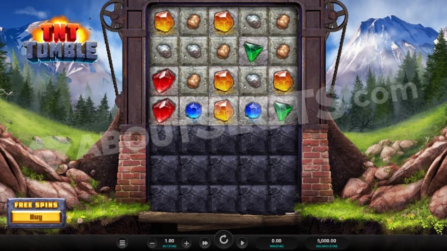 Base game with big mountains in the background.