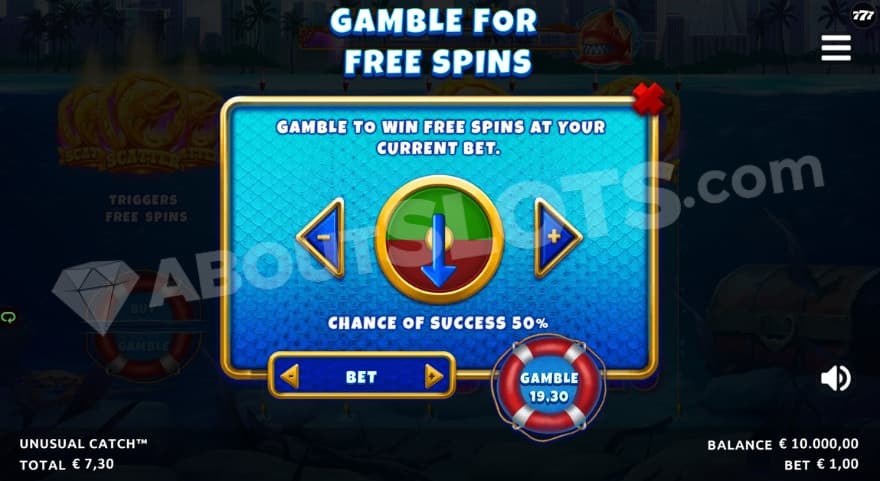Bonus Buy feature with an option to gamble for free spins.