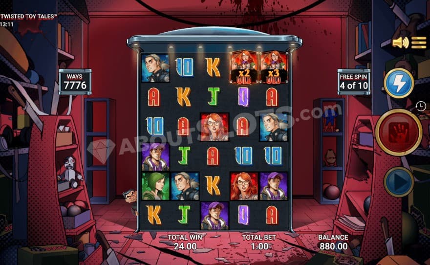 Free Spins bonus game with two sticky multiplier wilds.