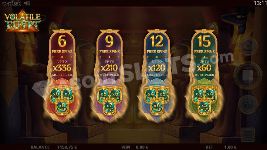 Bonus game selection with 4 options presented.