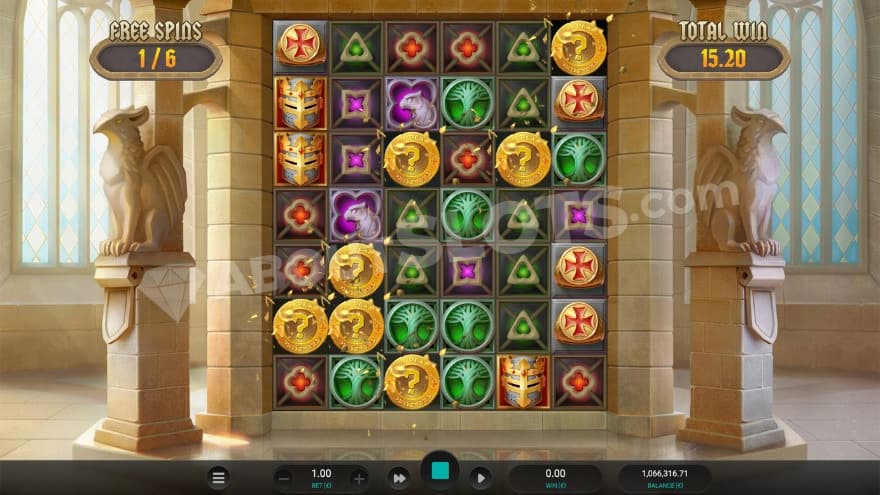 Free spins feature with mystery symbols on the reels.