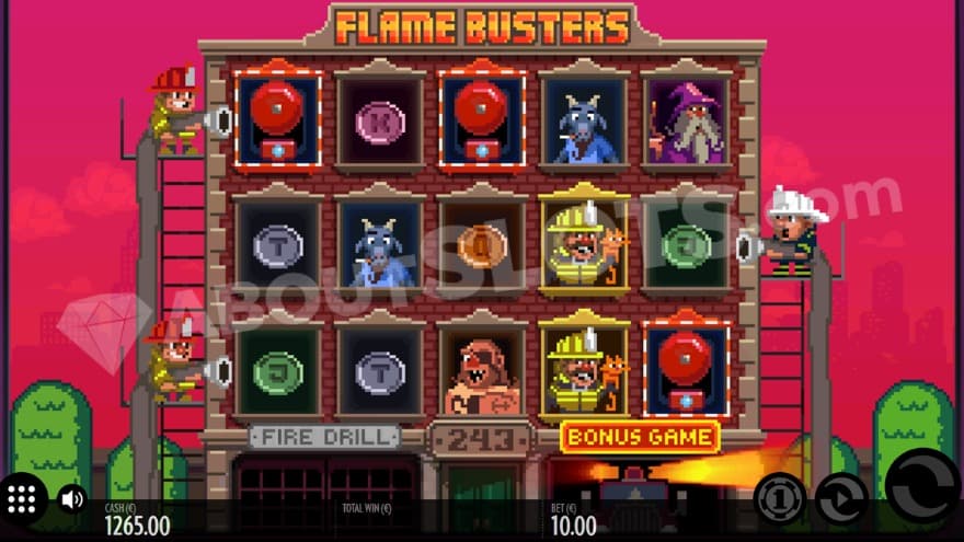 An image of the base game view, featuring retro graphics