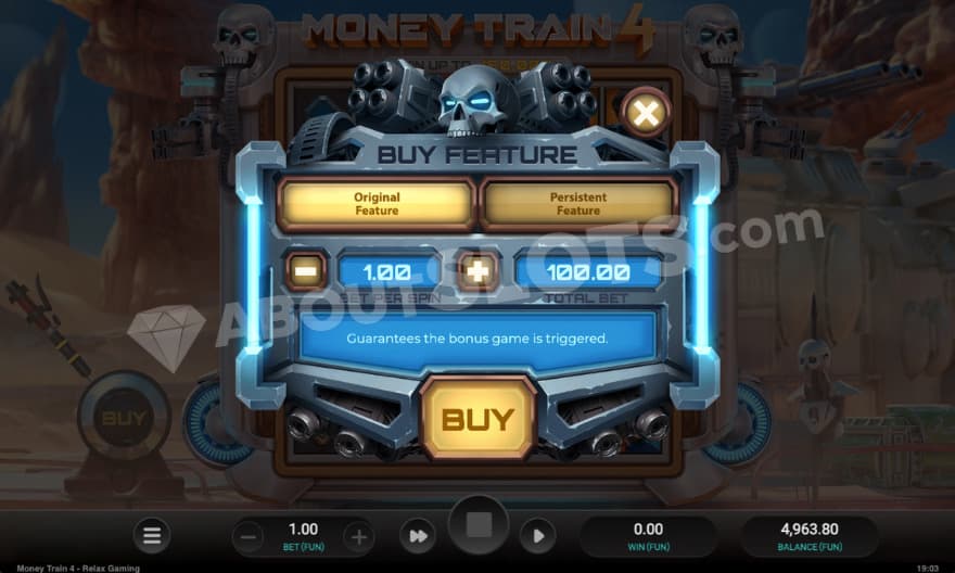 Bonus buy feature with two options to choose from.