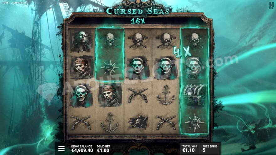 Sunken treasure bonus game with a 16X multiplier. 