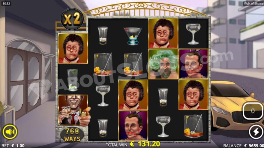 All Nighter bonus game with a yellow luxury car in the background.