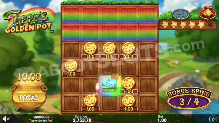 Hot Spots feature where you can see golden coin symbols on the reels.