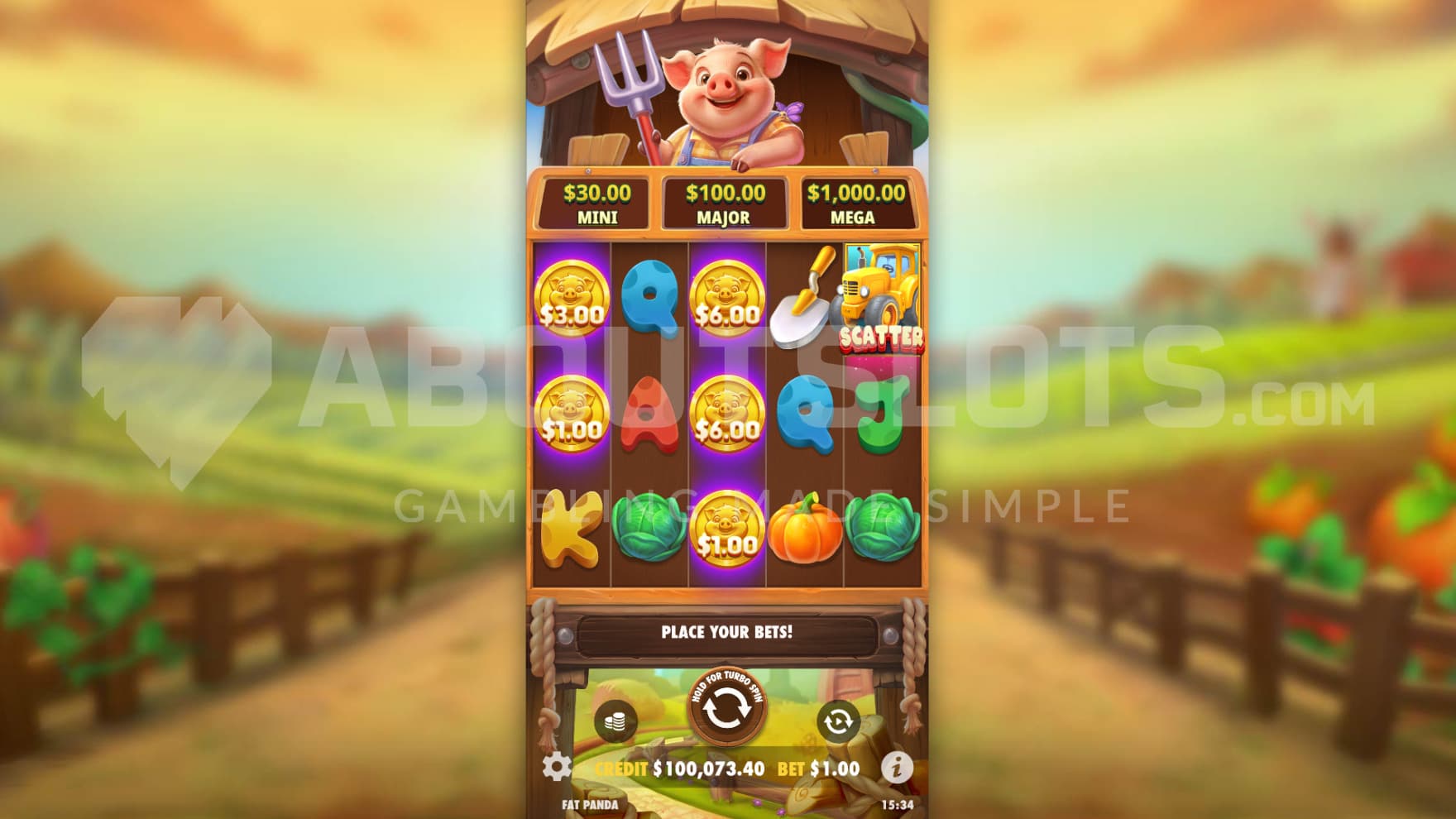 The titular pig farmer sits on top of the reels