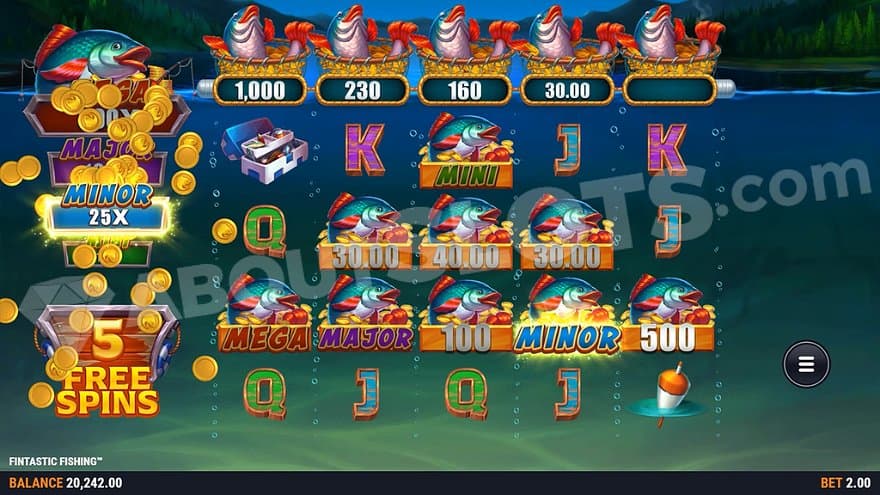 Five remaining spins in the Free Spins.