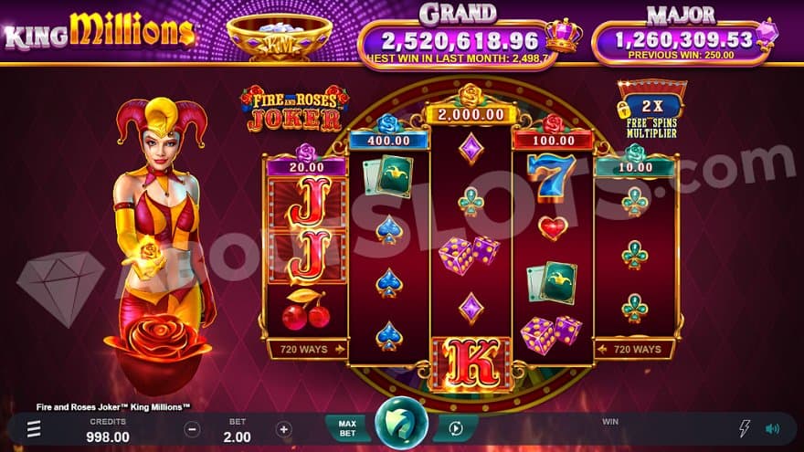 A casino slot with a joker to the side.
