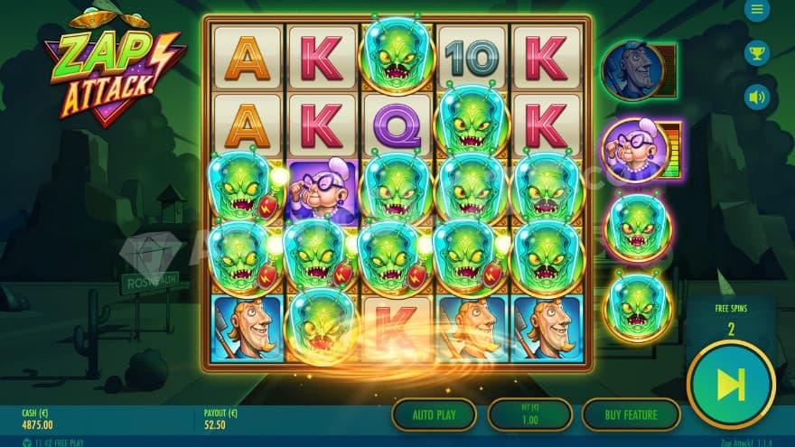 Bonus game with a high paying win.