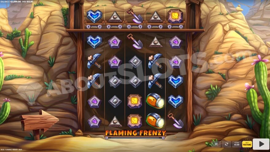 Base game where you can see a mine behind the reels.