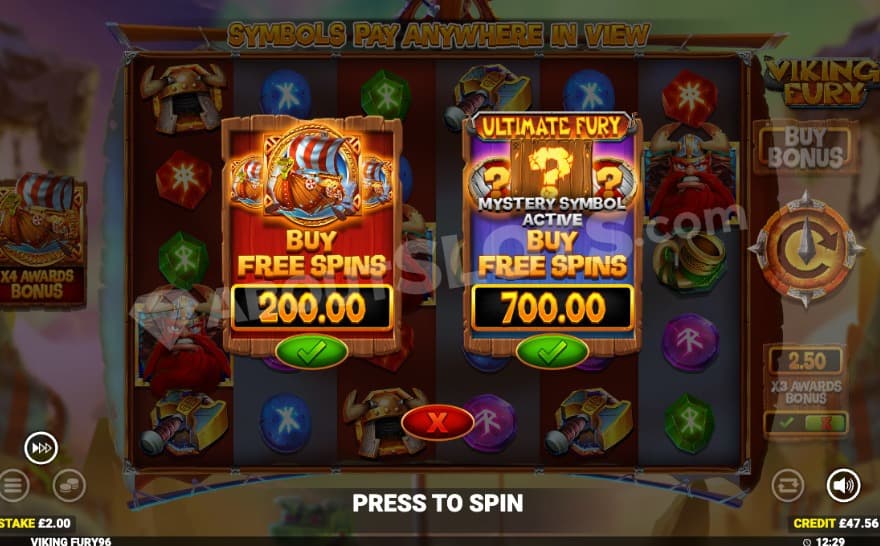 Bonus Buy feature with 2 options to choose from.