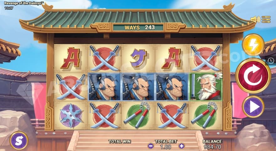 Base game with a Japanese temple in the background.