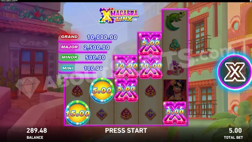 Wild Linx feature where you can see Jackpots to the left.